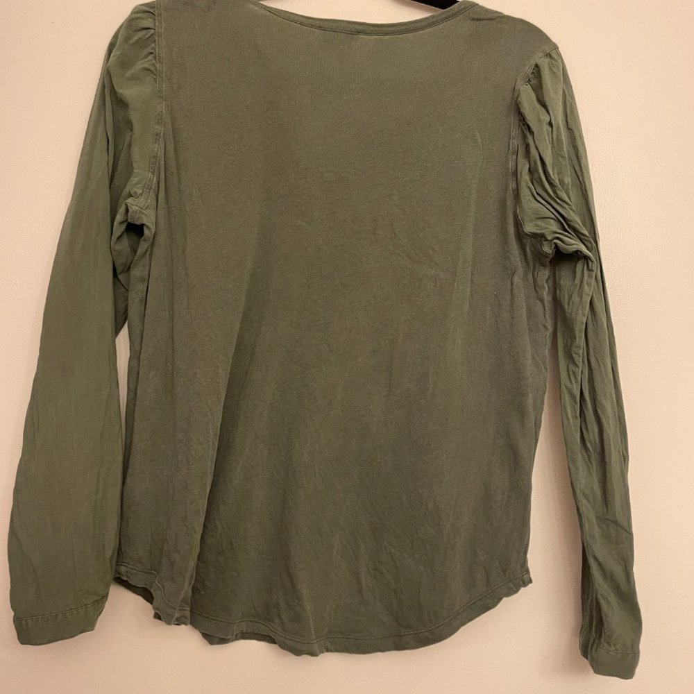 Splendid Everette Mixed Media Henley in Vintage Moss M - Picture 3 of 3